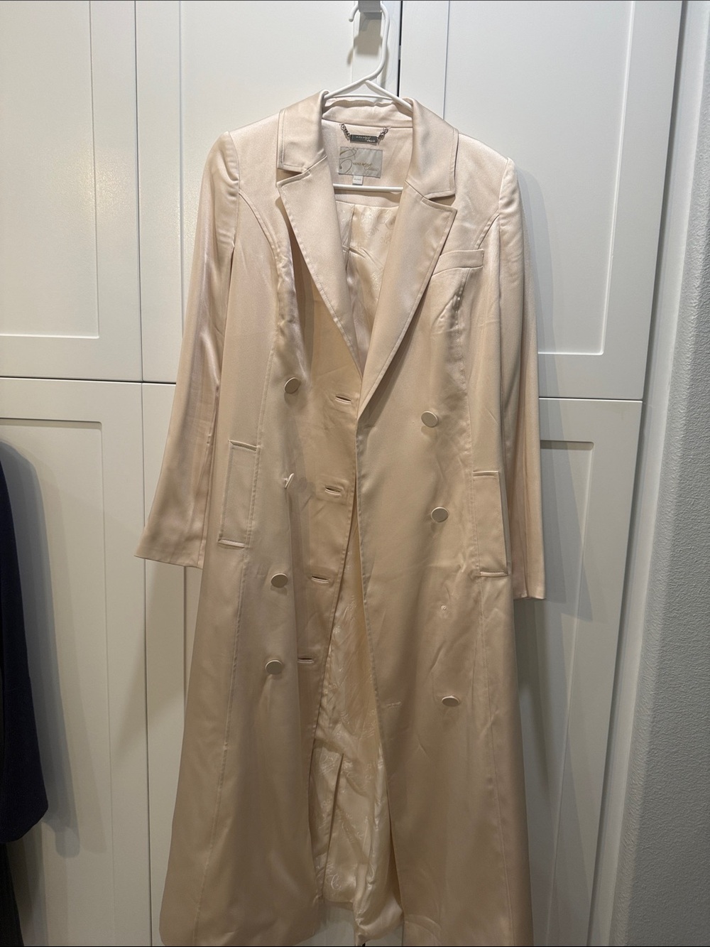 Vero Moda Satin Double-Breasted Trench Coat - Beige